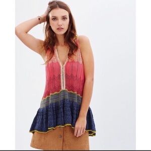 NEW Free People M Peplum Polo Knit Sleeveless Tank